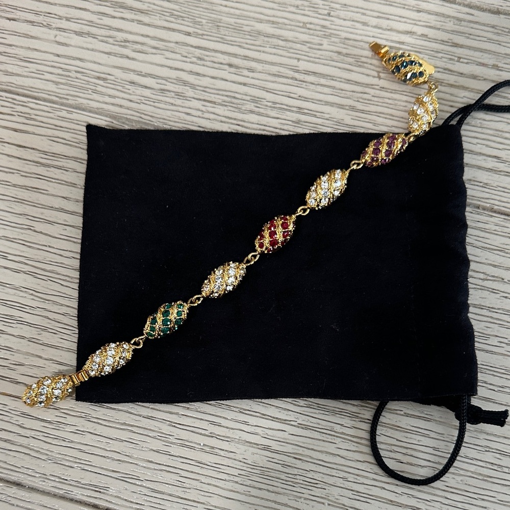 Source Unknown Gold Bracelet With Multicolor Gems - image 2